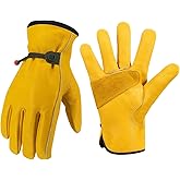 Cxqunzon Leather Work Gloves, Reinforced Durable Gardening Gloves,Cowhide Work Gloves,Puncture & Cut Resistant