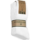 GoWith 4-5 Pairs Unisex Natural 97% Cotton Crew Socks, Pure Cotton Comfy Cozy Breathable Seamless Casual Socks for Men Women