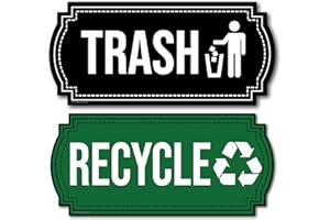 FRIDAYVIBEZ Recycle and Trash Magnets for Kitchen Cans and Recycling Bins, Dual Trash and Recycle Magnet for Garbage Can Logo Symbol, 2 Magnetic Sticker Adhesives, 6.5x3 Inch Design Home Outdoor Waste (Green)