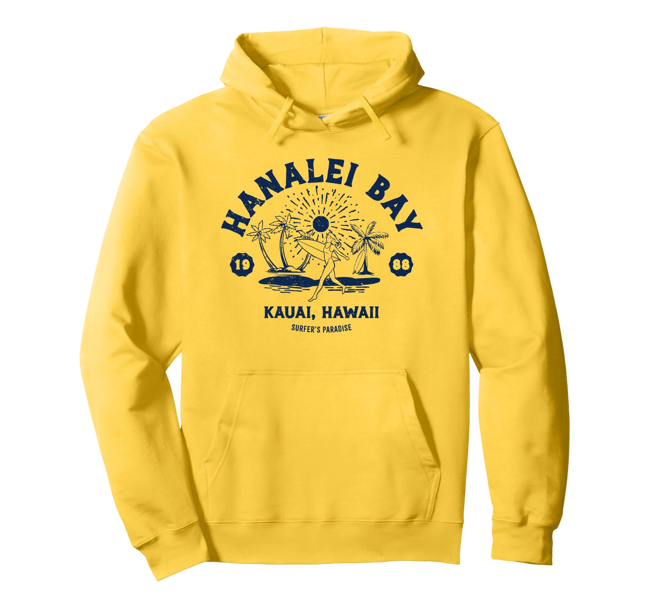 Photo 1 of Retro Surfing Hanalei Bay Kauai Hawaii Hawaiian Beach Pullover Hoodie