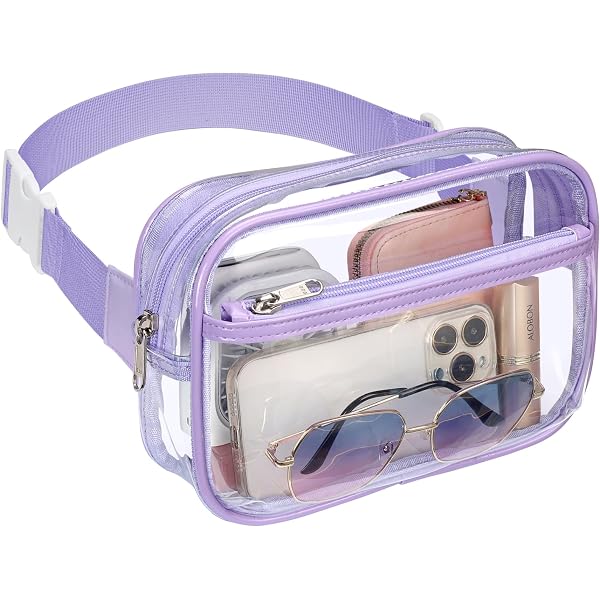 Amazon.com: Steve Madden Clear Belt Bag, Purple Trim, One  display picture 3