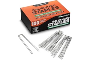 HOMESTEAD CHOICE 6 Inch Galvanized Landscape Staples - 100 Metal Garden Stakes for Gardening - 11 Gauge Anti-Rust Heavy-Duty Ground Sod Pins Yard Stakes for Weed Barrier Fabric Irrigation Tubing Hose