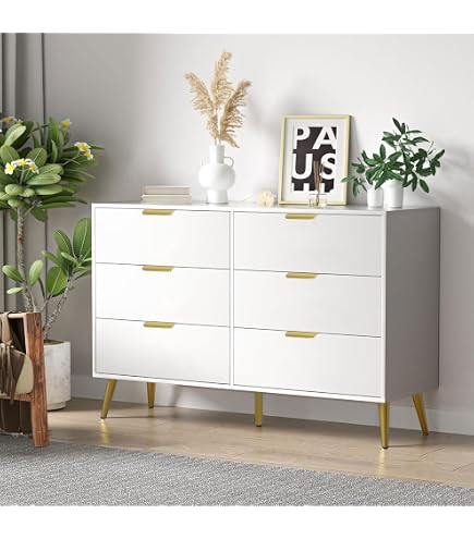 Commode 7 Tiroirs VEVOR En Bois Blanc - Meuble De Rangement Salon, Chambre - Style Minimaliste, Système Coulissant - Dimensions Généreuses, Montage Facile - 9
