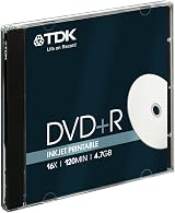 TDK T19494 4.7GB 16x Printable DVD+R Disc Jewel Case Pack of 10 view 4
