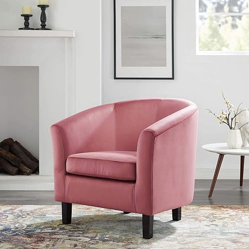 Modway Prospect Performance Velvet Living Room Lounge Armchair in Dusty Rose
