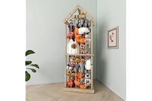 Eniffbaa Stuffed Animal Storage Stuffed Animal Zoo Wood Soft Toy Organizer Plush Toy Holder Nursery Room Organizer Zoo Cage Stuffed Animal Holder with Zoo Pattern Gift for Nursery Playroom