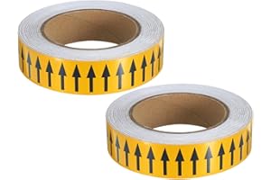 PATIKIL Directional Flow Arrow Tape 1-3/16"x65', 2 Pack Adhesive Pipe Identification Marking Stickers for Pipe Flow Labeling,