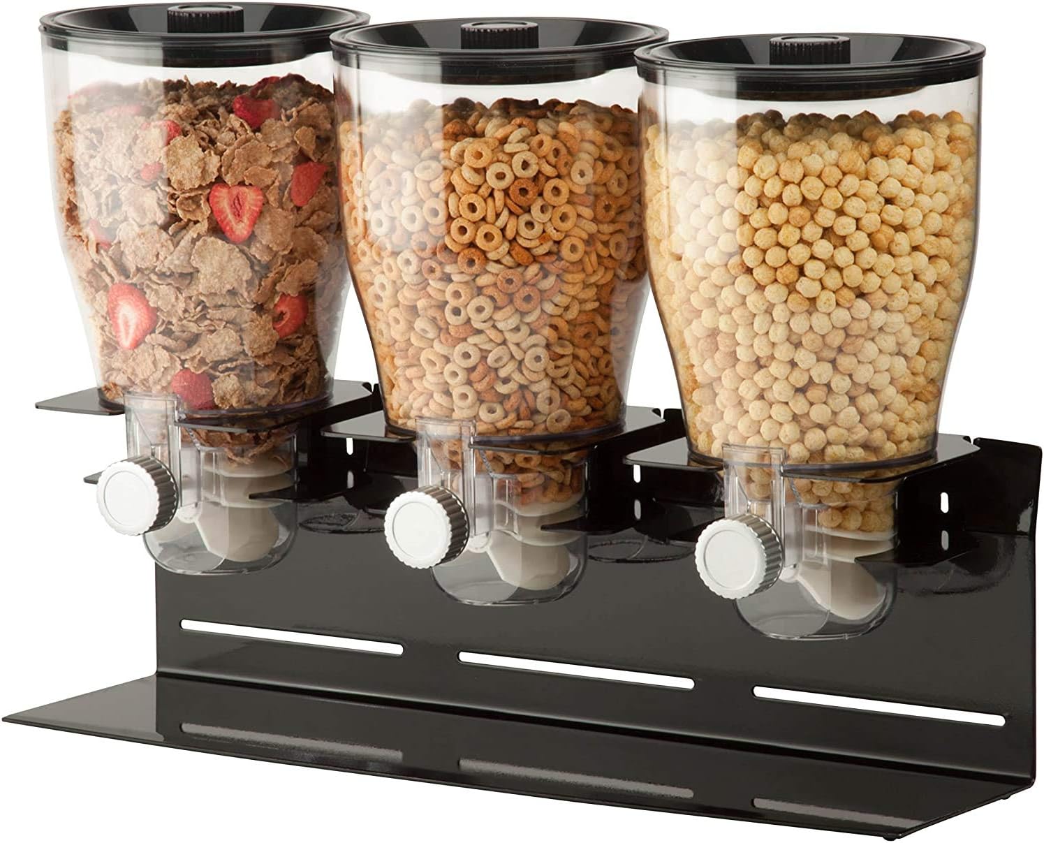Zevro Commercial Plus Dry Food Dispenser, Triple Canister, Stainless Steel, Black/Chrome: Cereal Dispenser: Home & Kitchen