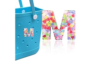HLUWA Letter Charms for Bogg and Simply Southern Bags - Alphabet Sequin Lettering Accessories, Insert Decorative Letters for Handbag, Beach Tote