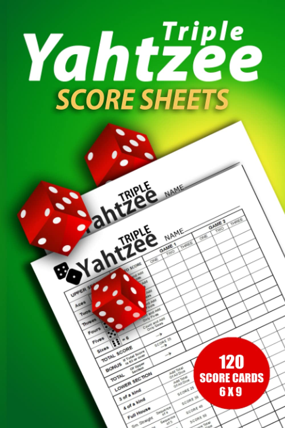 triple yahtzee score sheets 120 triple yahtzee game record score keeper book 6 x 9 small size triple yahtzee score pads triple yatzee score cards yatzee score pad 9798740976235 amazon com books