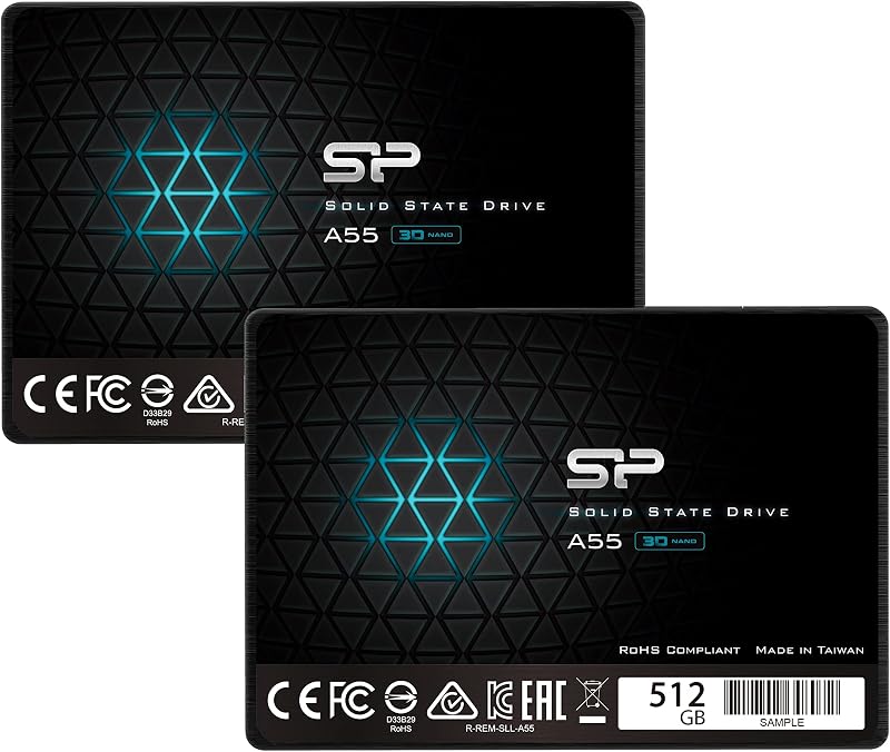 Silicon Power 512GB SSD 2 Pack 3D NAND A55 SLC Cache SATA III 2.5" 7mm