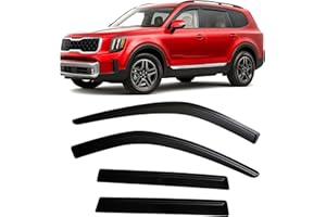 OPTIMAL CO 2020-2025 Tape-on Rain Guards for Kia Telluride Side Window Deflector Visors LX S EX SX X-Line X-pro Prestige Durable Tinted Vent Shade 2021 2022 2023 2024