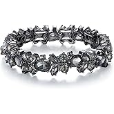 BriLove Wedding Bridal Bracelet Marquise-Shape Stretch Bangle for Women
