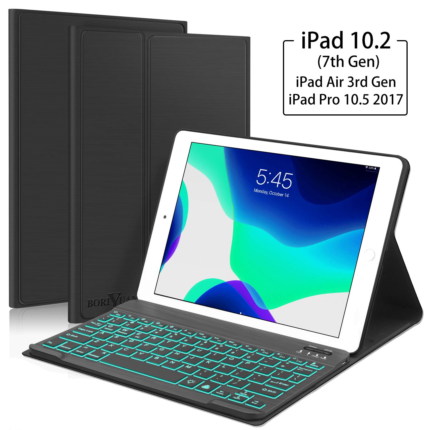 iPad 10.2 7th Generation Keyboard Case Boriyuan Backlit Detachable Slim Leather 788601501651 eBay