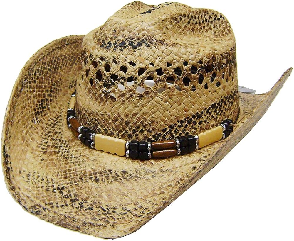Modestone Unisex Cool Straw Cowboy Hat Light Yellow Black at Amazon Men