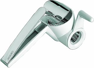 Leifheit Parmesanmühle ComfortLine-Serie, Käsemühle zum leichten Reiben von Hartkäse mit Metallbügel zum Fixieren, einfache Reinigung, Käsehobel, Trommelreibe auch für Nüsse, Schokolade, Parmesanhobel