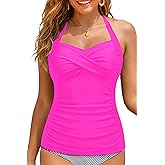 Women Tankini Bathing Suit Top - Halter Swim Tops Only Tummy Control No Bottom Swimwear