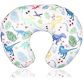 Dinosaur Nursing Pillow Cover, Breastfeeding Pillow Slipcover for Baby Boys & Girls, Nursing Pillow Case for Newborn, Soft Fabric Fits Snug On Infant, Washable & Breathable, Watercolor Dinosaur