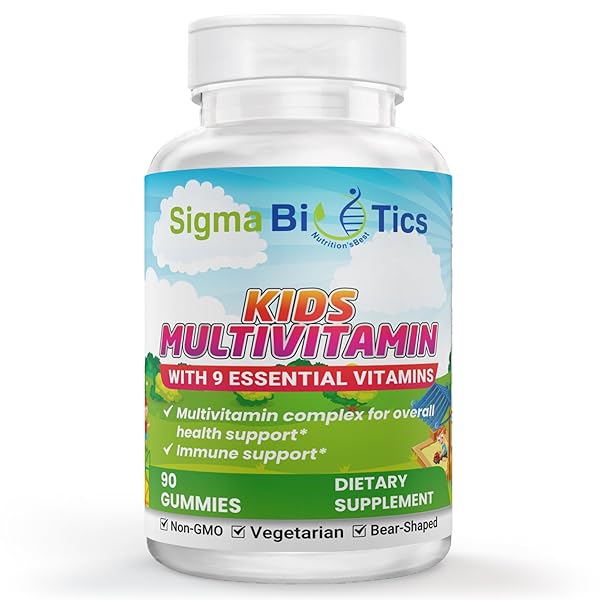 SIGMABIOTICS KIDS MULTIVITAMIN GUMMIES – BEAR-SHAPED FOR IMMUNE SUPPORT AND GROWTH – NON-GMO, VEGETARIAN DAILY GUMMIES – EXCITING FLAVORS – MULTIVITAMINS FOR KIDS – 45 SERVINGS