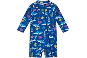 UPANDFAST Baby Boy Swimsuit Rash Guard Shirts Toddler Boy Swimwear Full Zipper UPF 50+ Sun Protection Infant One Piece Bathing Suit