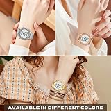 Hearkent Pedometer Watch for Women Rose Gold 30m Waterproof 36mm LCD view 4