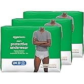 Amazon Basics Maximum Absorbency Incontinence Underwear for Men with Leak Protection and Odor Control, Disposable, Small/Medium, 60 Count (3 Packs of 20)