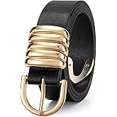 JASGOOD Women’s PU Leather Belt for Jeans Pants Dress Fashion Ladies Waist Belt with Gold Buckle