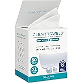 Clean Skin Club Blemish Control Clean Towels® XL, Compostable Face Towels, Light Exfoliation for Oily Skin, Eczema Association Accepted Disposable Face Towelette, Makeup Remover Dry Wipes, 50 count