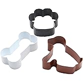 SurgeHai Dog Cookie Cutter Set of 3 - Dog, Paw Print and Dog Bone Stainless Steel Cookie Cutters