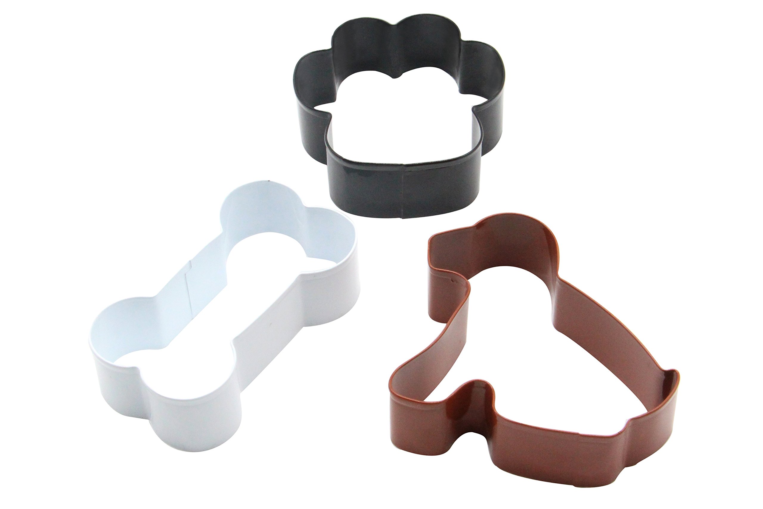 ShengHai Dog Cookie Cutter Set - 3 Piece - Dog, Paw Print and Dog Bone Stainless Steel Cookie cutters