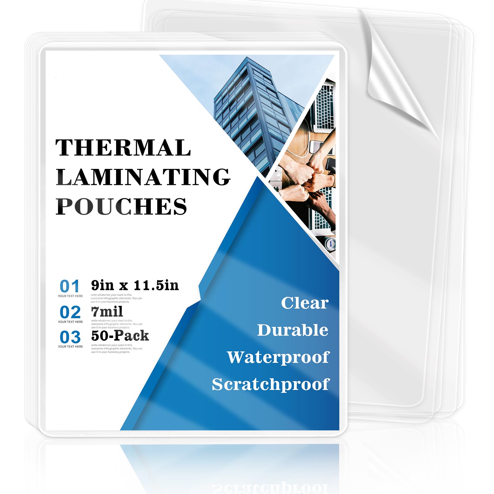 View 1 of 50 Pack 9x11.5inch 7mil Letter Size Laminating Sheets Thermal Laminating Pouches Paper Laminator Sheets File Card Laminator Pouches 8.5x11inch for Permits Cards File Photos (50, 9"x11.5"-7mil)
