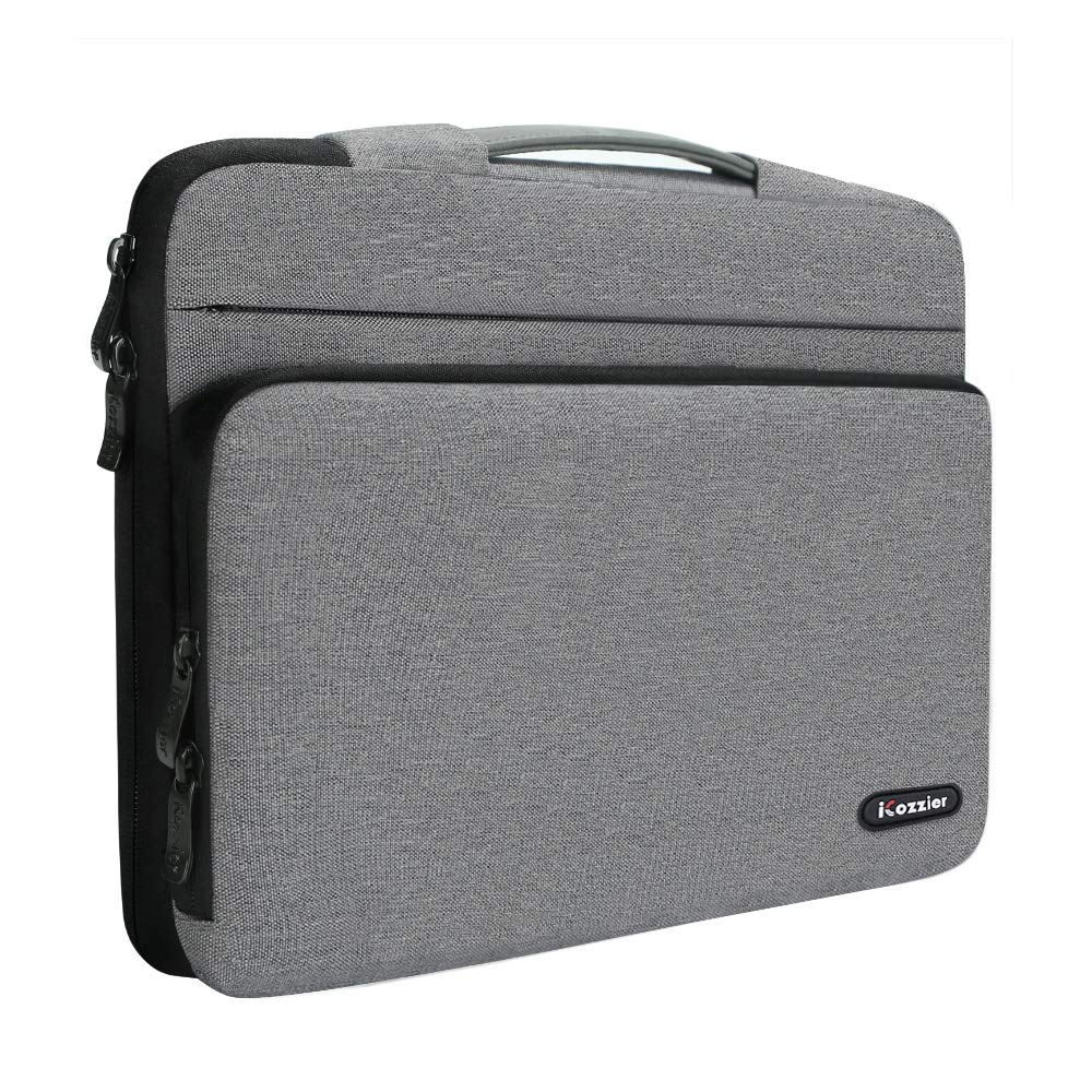 iCozzier 15-15.6 Inch Large Capacity Side Pocket Laptop Sleeve Case Protective Storage Bag for 15" MacBook Air/MacBook Pro/Notebook-Grey