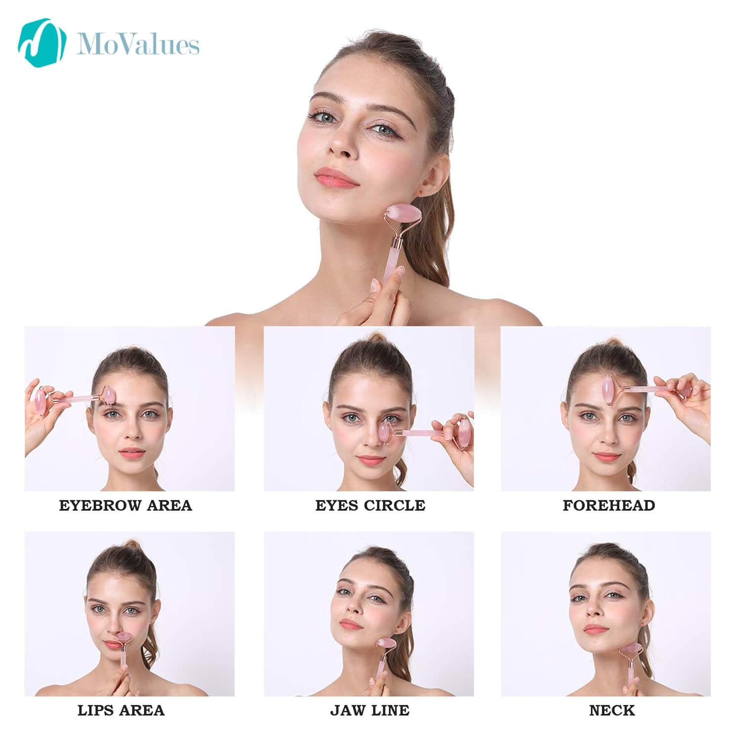 Original Jade Roller and Gua Sha Set - Jade Roller For Face - Face Roller: 100% Natural Rose Quartz - Face Massager for Wrinkles, Anti Aging Facial Roller - Authentic, Durable, Noiseless Design : Beauty