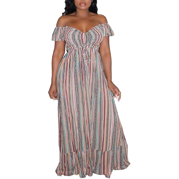 knee length dresses for ladies Elan Khaki White Stripe Spaghetti Strap Maxi Dress-Maria Vincent Boutique main image 1