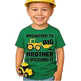 Tstars Promoted to Big Brother and Digging It T-Shirt - Toddler Kids Sibling Shirt - Pregnancy Reveal Gift for Boys