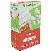FoodSaver Vacuum Sealer Bags, Rolls for Custom Fit Airtight Food Storage and Sous Vide, 8" x 20' (Pack of 2)