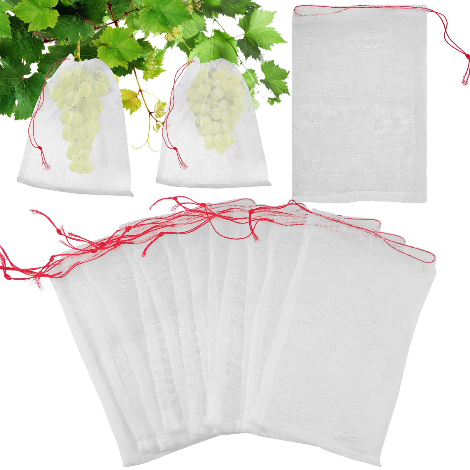 KINGLAKE 20 Pcs Insects Mosquito Bug Net Barrier Bag 20x30cm, Plant Fruit Protect Bag Garden Netting Bag for Protecting Plant Fruits Flower,White