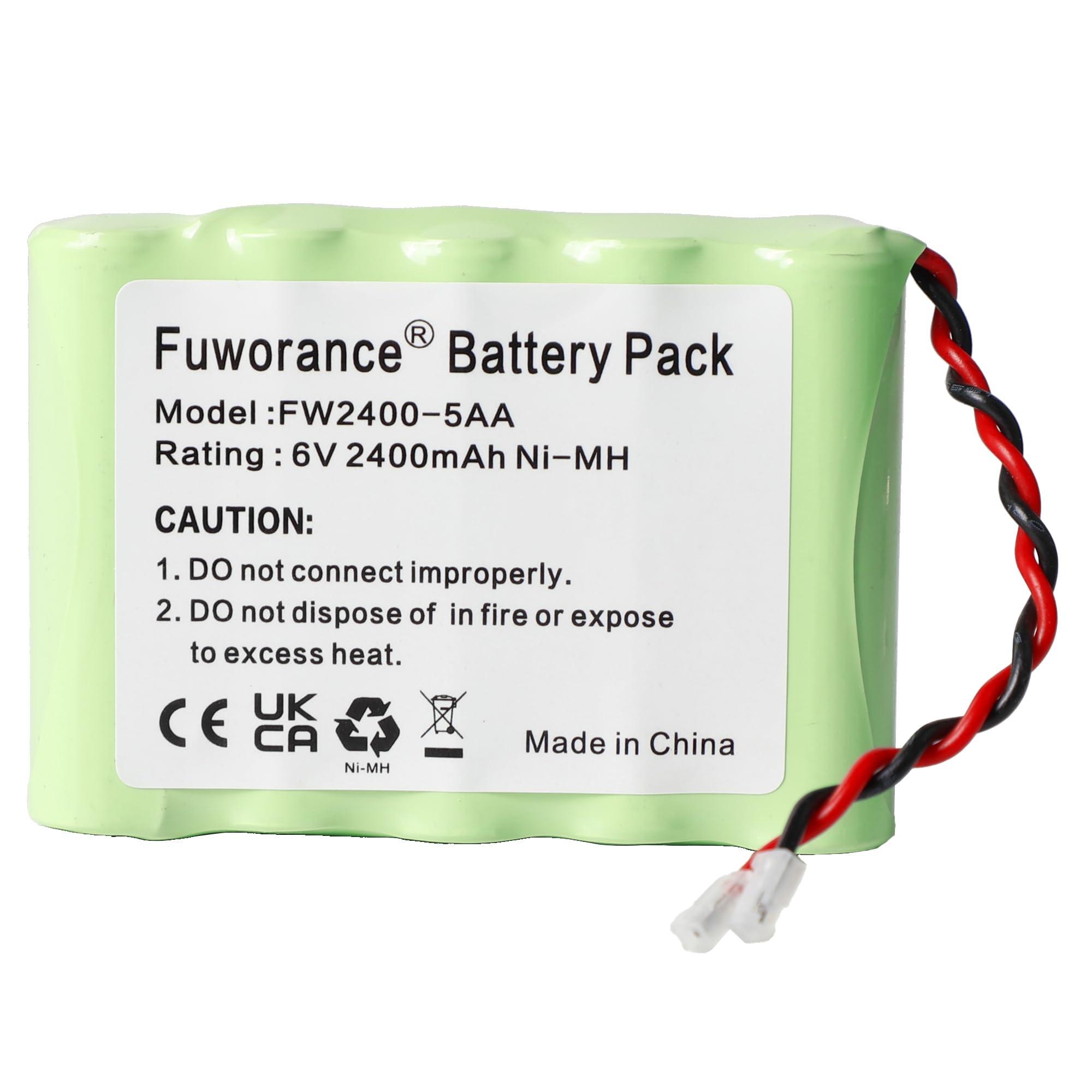 Fuworance 2400mAh 6V FW2400-5AA Replacement Battery Compatible with Various Devices Rechargeable NI-MH AA Battery Pack