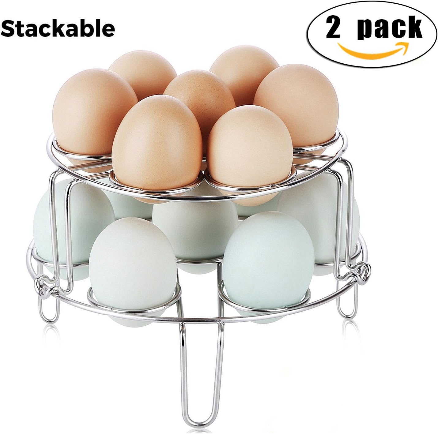 Aoyooh 2-Pack Stackable Egg Steamer Rack for Instant Pot Accessories / Multifuctional Kitchen Trivet for Pressure Cooker