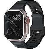 RIDGE Watch Strap - Compatible with Apple Watch 41/42 & Ultra/46 mm (Series 1-10 and SE), Premium FKM Rubber, Stainless Steel Hardware, Adjustable & Fits Most Wrists