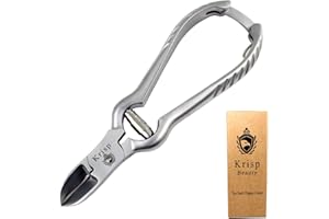 KRISP BEAUTY Professional Toenail Clippers for Thick Toe Nails - Heavy Duty Medical Grade Podiatry Stainless Steel Nail Clippers Cutter Trimmer Toenail Scissors for Men Seniors Podiatrist Tools (Silver, 6.25 Inch)