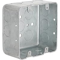 Hubbell Raco 680 2-Device, 2-1/8-Inch Deep, 1/2-Inch Side Knockouts 4-Inch Square Switch Box, Drawn