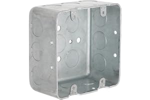 Hubbell Raco 680 2-Device, 2-1/8-Inch Deep, 1/2-Inch Side Knockouts 4-Inch Square Switch Box, Drawn