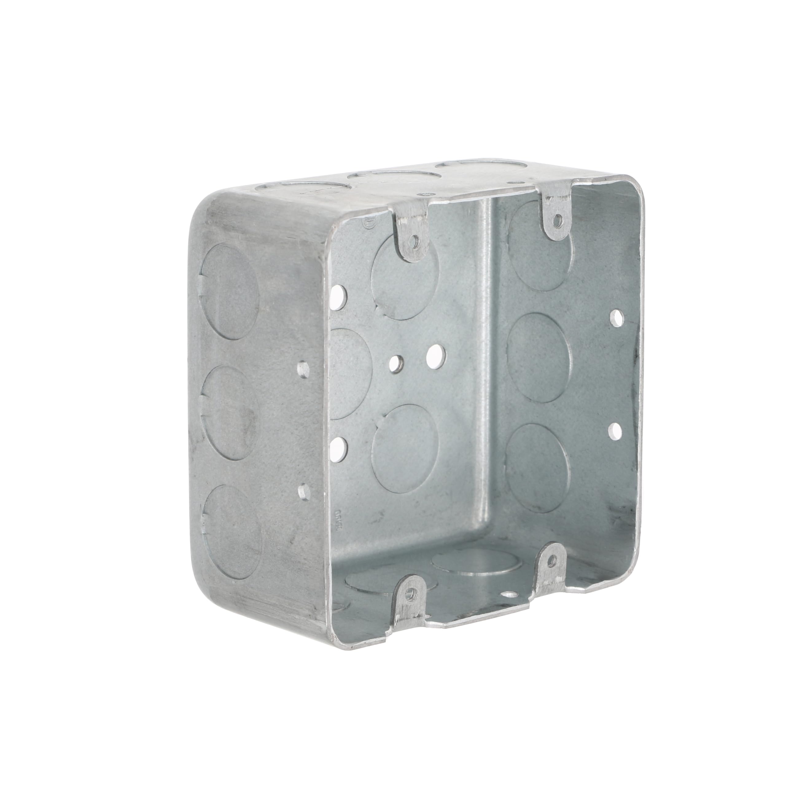 Raco Hubbell 680 2-Unit, 2-1/2" Deep, 1/2" Side Bulges, 4" Square Switch Box, Drawn Silver, Grey