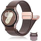 One Click Galaxy Watch 7 Band,Magnetic Nylon Band for Samsung Galaxy Watch 7 6 5 4 FE 40mm 44mm,No Gap Fabric Sport Strap for Galaxy Watch 6 Classic 43mm 47mm/4 Classic 42mm 46mm/5 pro 45mm men women