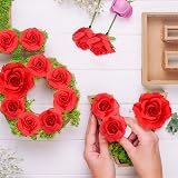Kesote 50Pcs Real Touch Artificial Rose Flowers Red Bouquet view 4