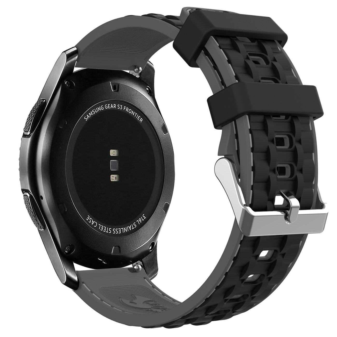 Gear S3 Bands, Silicone Watch Bands 22mm Quick Release Soft Rubber Watch Strap for Samsung Gear S3 Frontier/Gear S3 Classic Smart Watch - Black/Gray ...