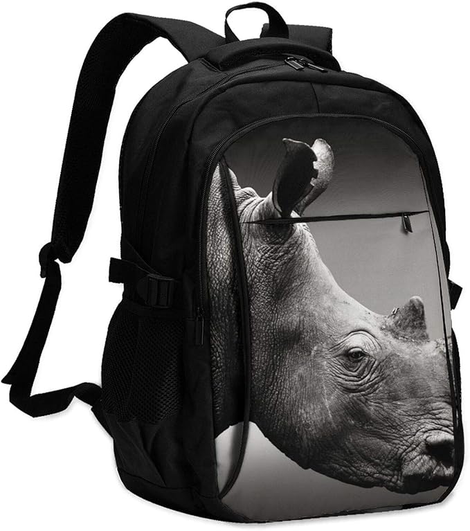 South Africa Rhino Printed Usb Backpack Travel Backpack Men’s And Women