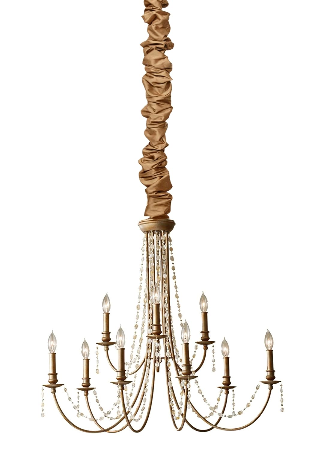 Cognac Silk 100 REAL Chandelier Chain Cover with Velcro Closure 6 ft