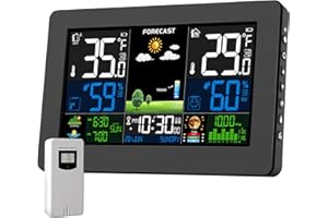 Weather Station Wireless Indoor Outdoor Thermometer, Digital Thermometer with Remote Sensor, Large Display Home Weather Stati